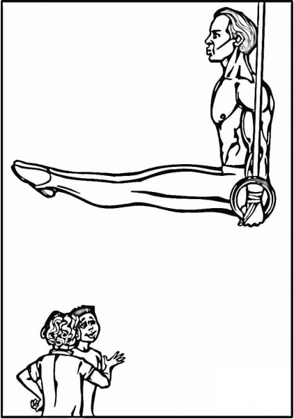 Gymnast on the Rings  coloring page image
