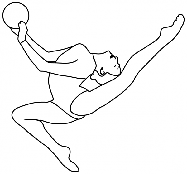 Gymnast with a Ball coloring page image