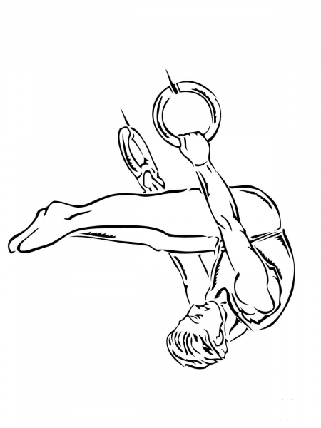 Gymnastic Ring Performance coloring page image
