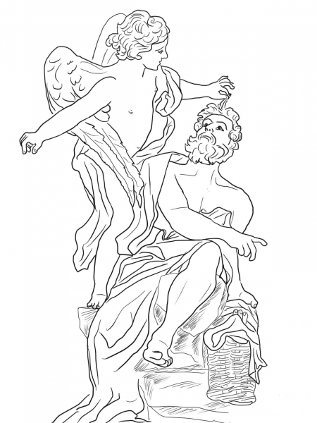 Habakkuk and the Angel coloring page image