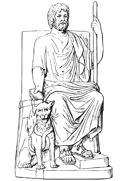 Hades and Cerberus coloring page image