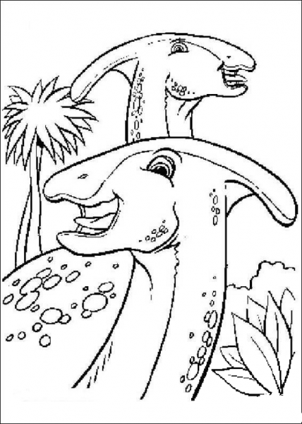Hadrosaurs, or “Duck-Bills” coloring page image