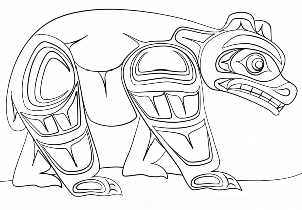 Haida Art – Bear coloring page image