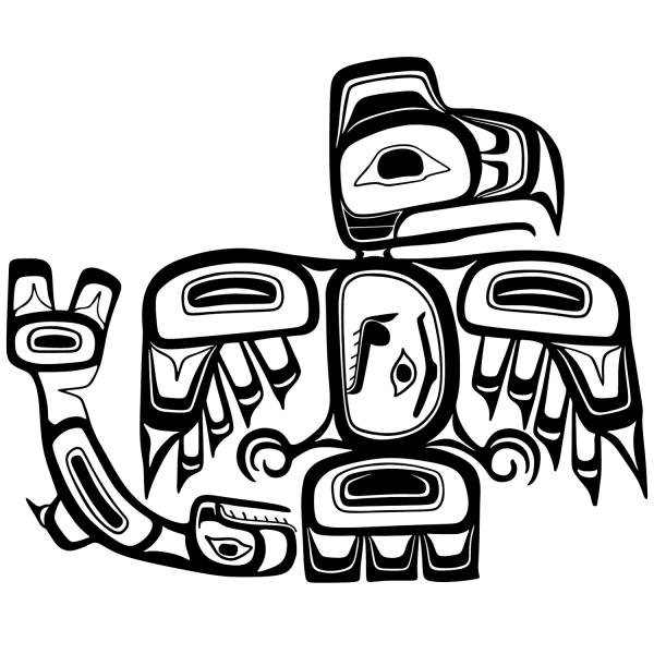 Haida Art – Eagle and Salmon coloring page image