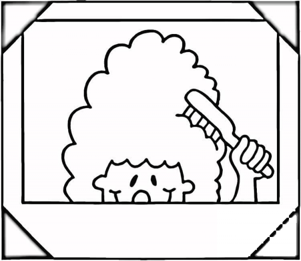 Hair Brush frame picture coloring page image