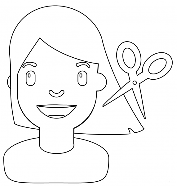 Haircut Emoji coloring page image