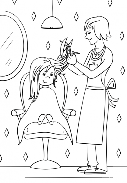 Hairdresser coloring page image
