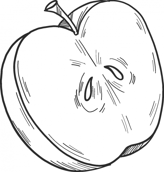 Half Apple coloring page image