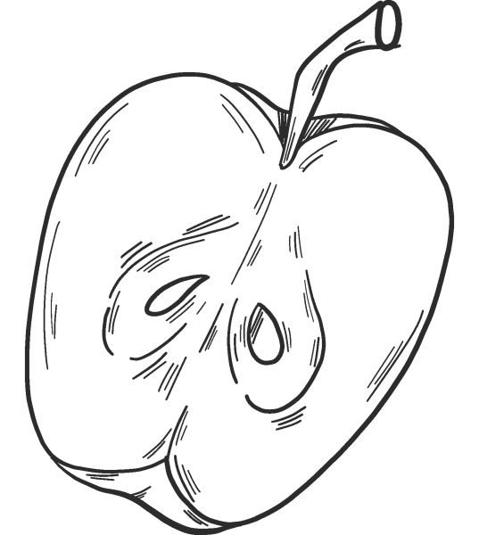 Half Apple coloring page image