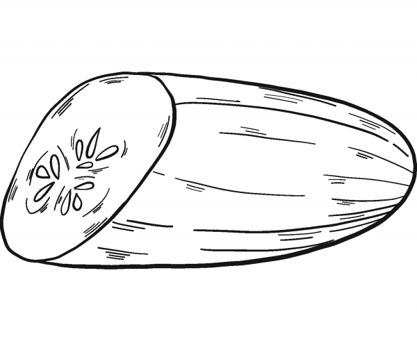 Half Cucumber coloring page image