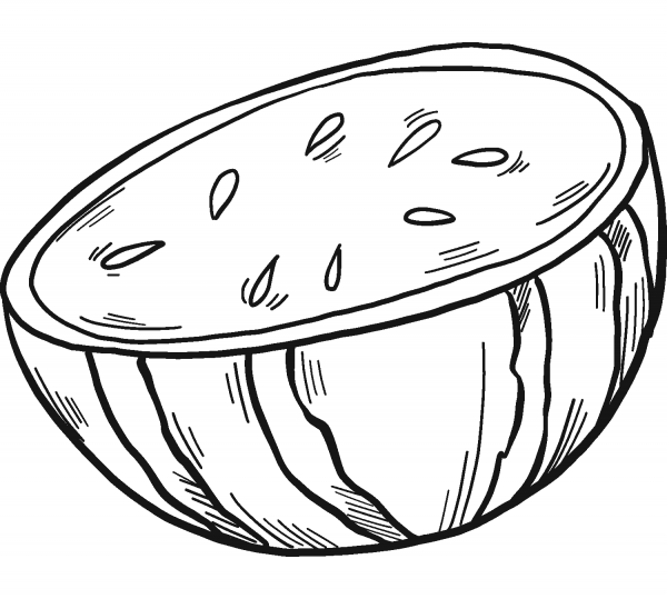 Half Watermelon coloring page image
