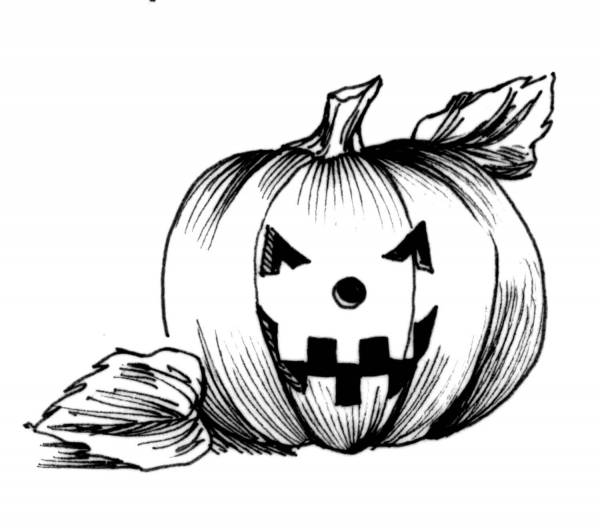 Halloween Pumkin with Leaves coloring page image