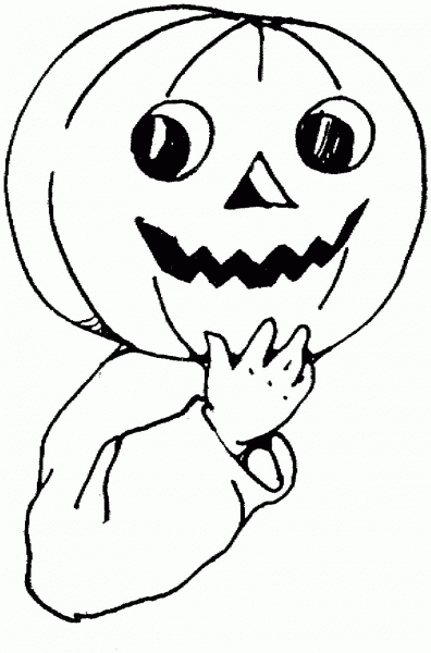 Halloween Pumpkin on Boy’s Head coloring page image