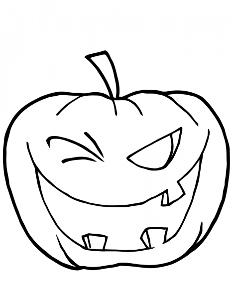 Halloween Pumpkin Winking coloring page image
