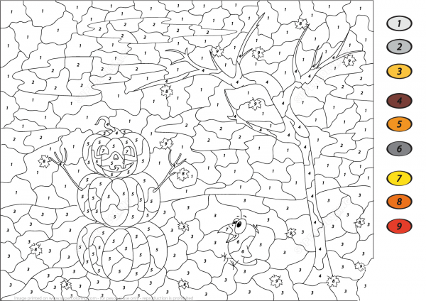 Halloween Scene Color by Number image