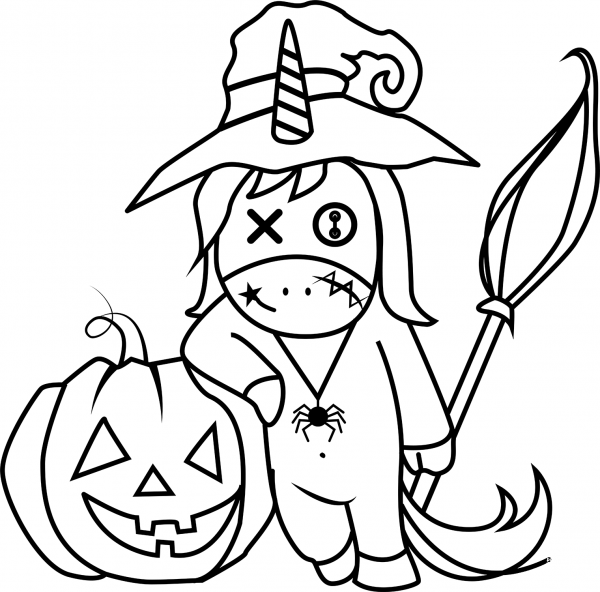 Halloween Unicorn coloring page image