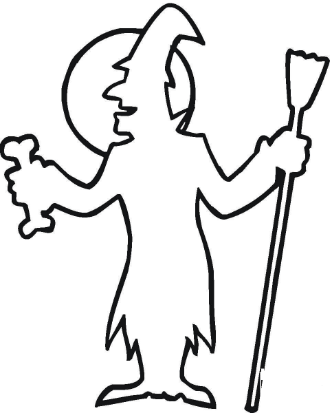 Halloween Witch Outline  coloring page image