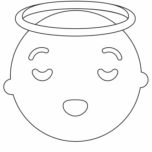 Halo Face Emoji coloring page image