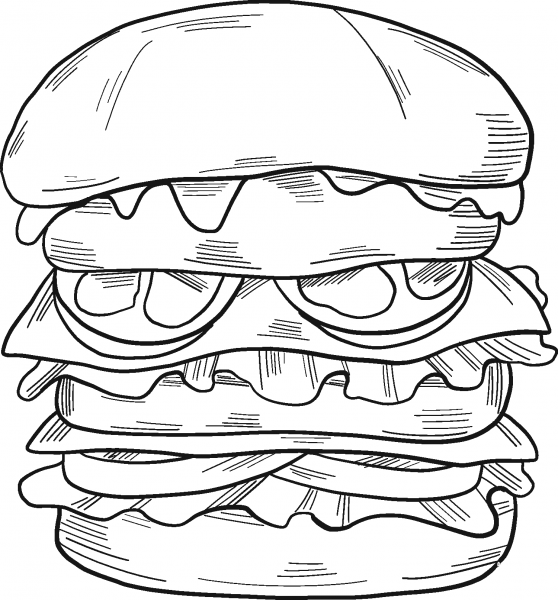 Hamburger coloring page image