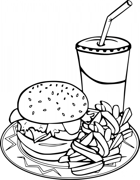 Hamburger Meal coloring page image