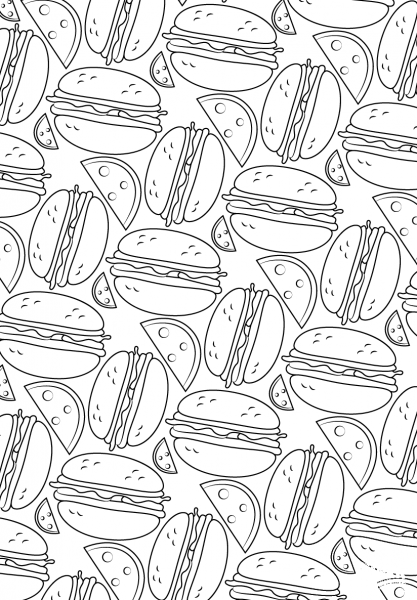 Hamburger Pattern coloring page image