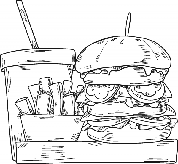 Hamburger Set coloring page image