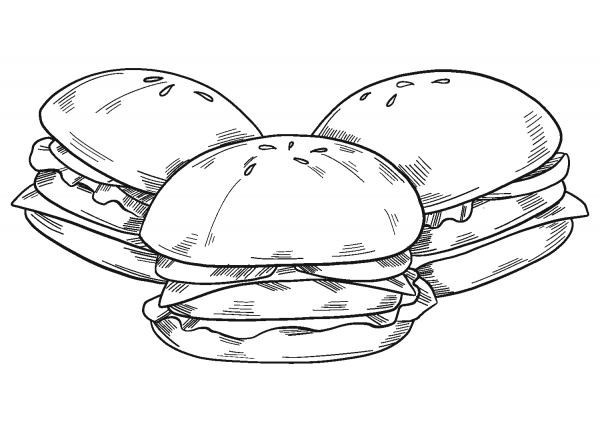 Hamburgers coloring page image