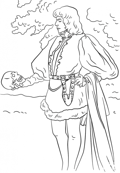 Hamlet coloring page image