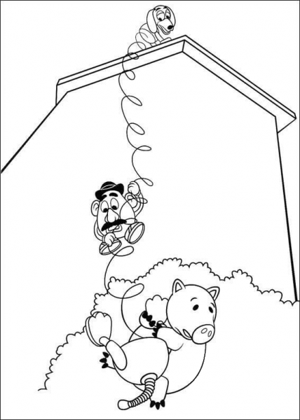 Hamm, Mr Potato Head And Slinky Dog  coloring page image