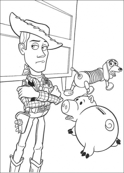 Hamm Woody Sheriff And Slinky Dog  coloring page image
