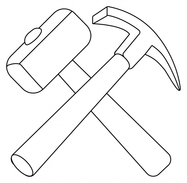 Hammer and Pick Emoji coloring page image
