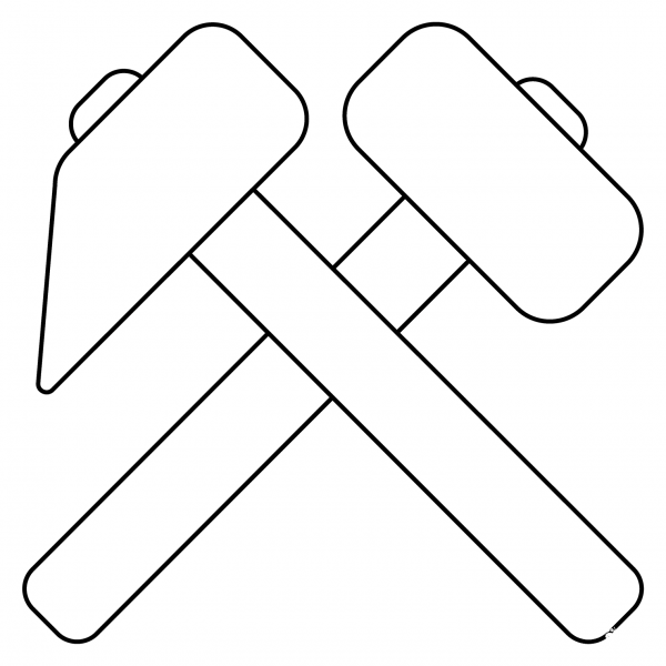 Hammer and Pick Emoji coloring page image