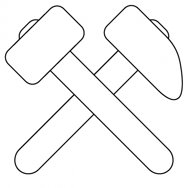 Hammer and Pick Emoji coloring page image