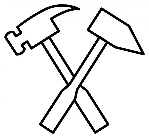 Hammer and Pick Emoji coloring page image