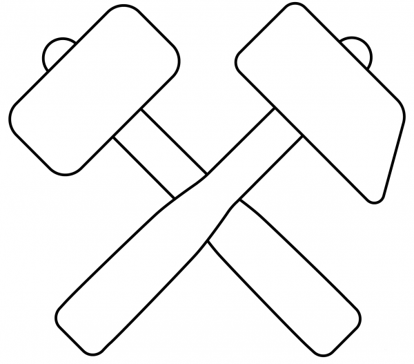 Hammer and Pick Emoji coloring page image