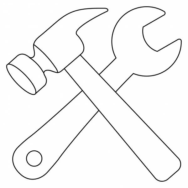 Hammer and Wrench Emoji coloring page image