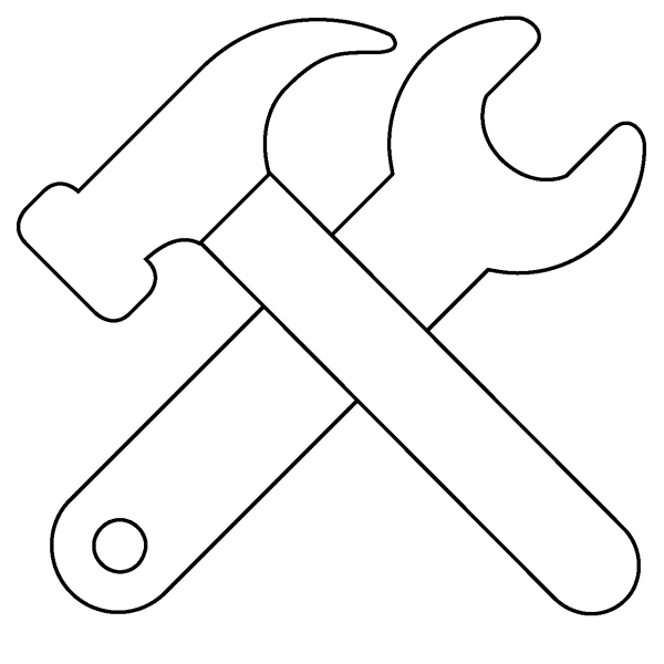 Hammer and Wrench Emoji coloring page image