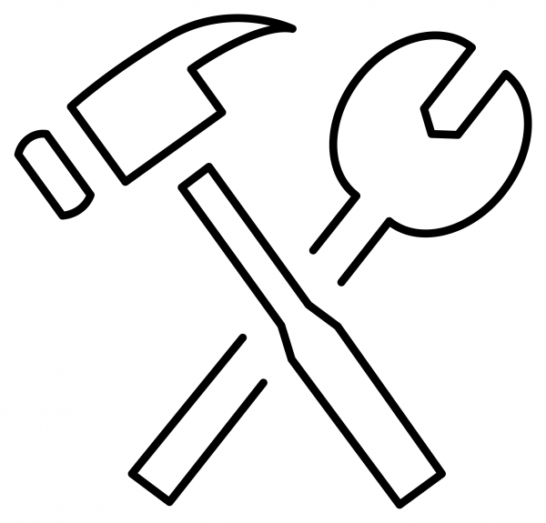 Hammer and Wrench Emoji coloring page image