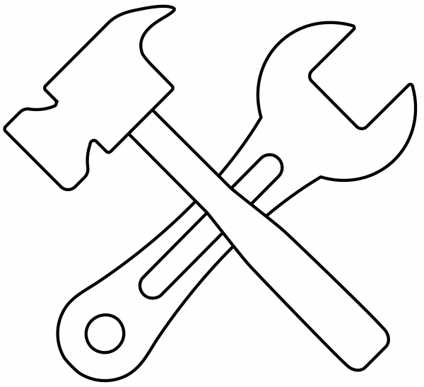 Hammer and Wrench Emoji coloring page image