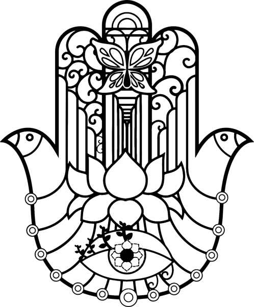 Hamsa coloring page image