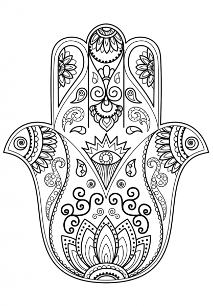Hamsa coloring page image