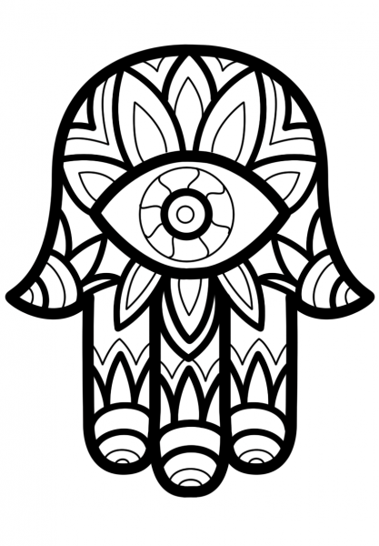 Hamsa (Hand of Fatima) coloring page image