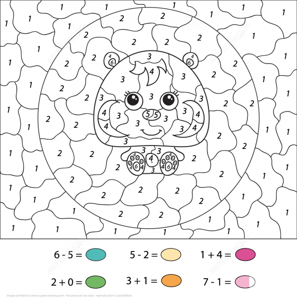 Hamster Calculation Color by Number image