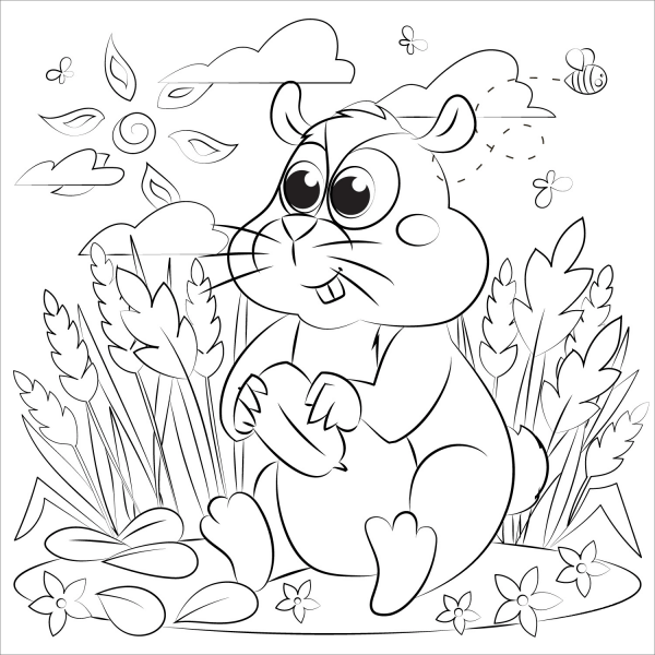 Hamster coloring page image