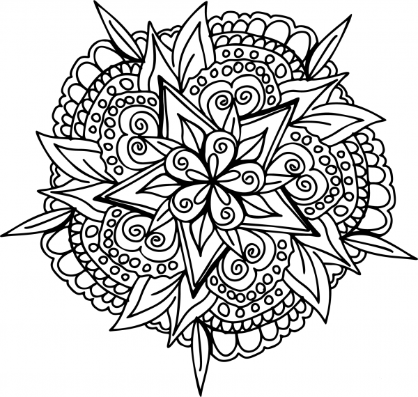 Hand Drawn Floral coloring page image