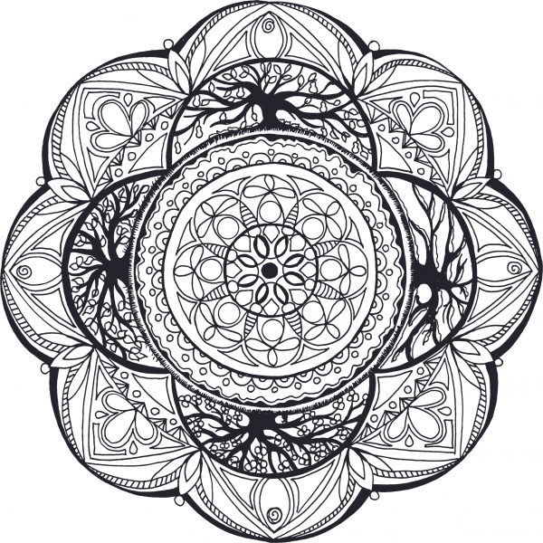 Hand Drawn Mandala No Fills coloring page image