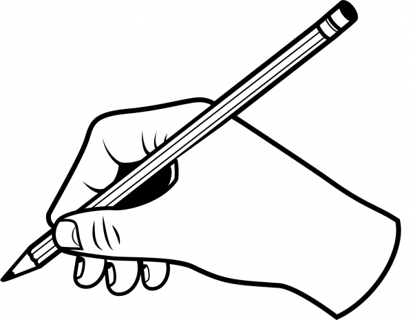 Hand with a Pencil coloring page image