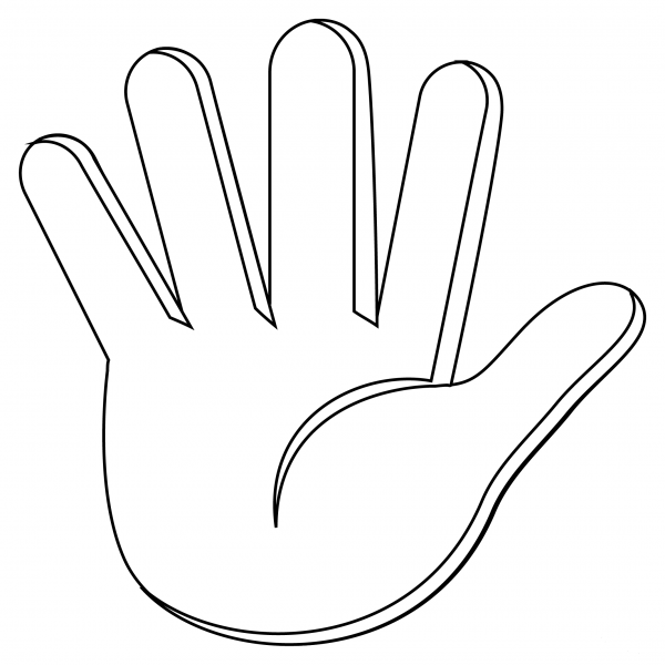 Hand with Fingers Splayed coloring page image