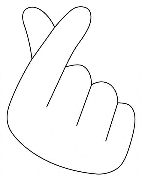 Hand with Index Finger and Thumb Crossed Emoji coloring page image