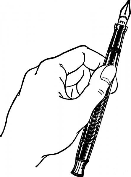 Hand with Pen coloring page image